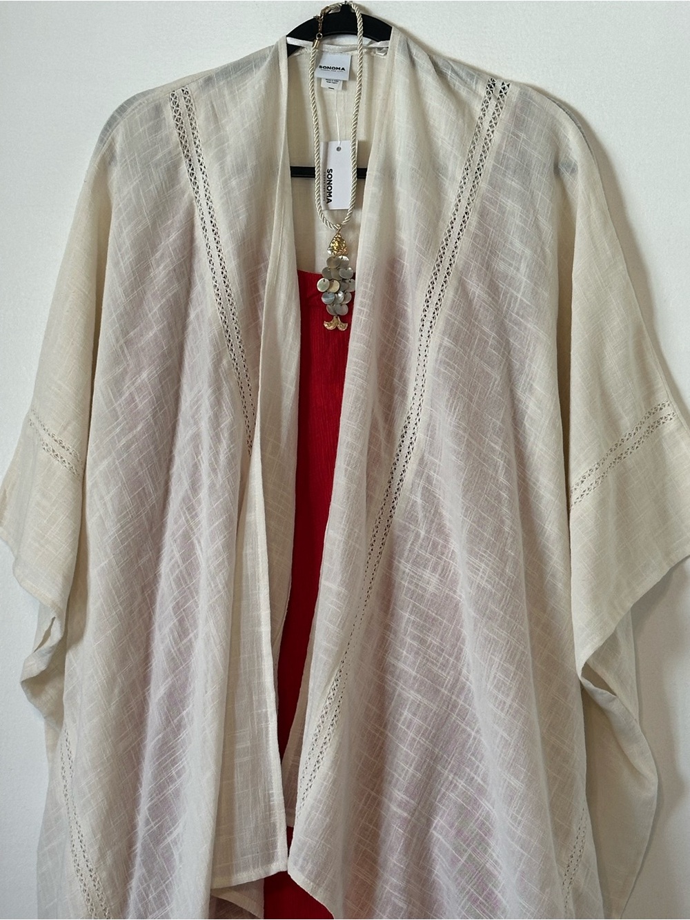 Sonoma Cream Open-Front Lightweight Kimono Cardigan